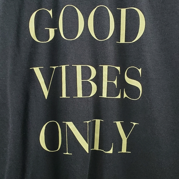 Fabletics Good Vibes Only Graphic Tee Cotton Shirt Black - Picture 2 of 6